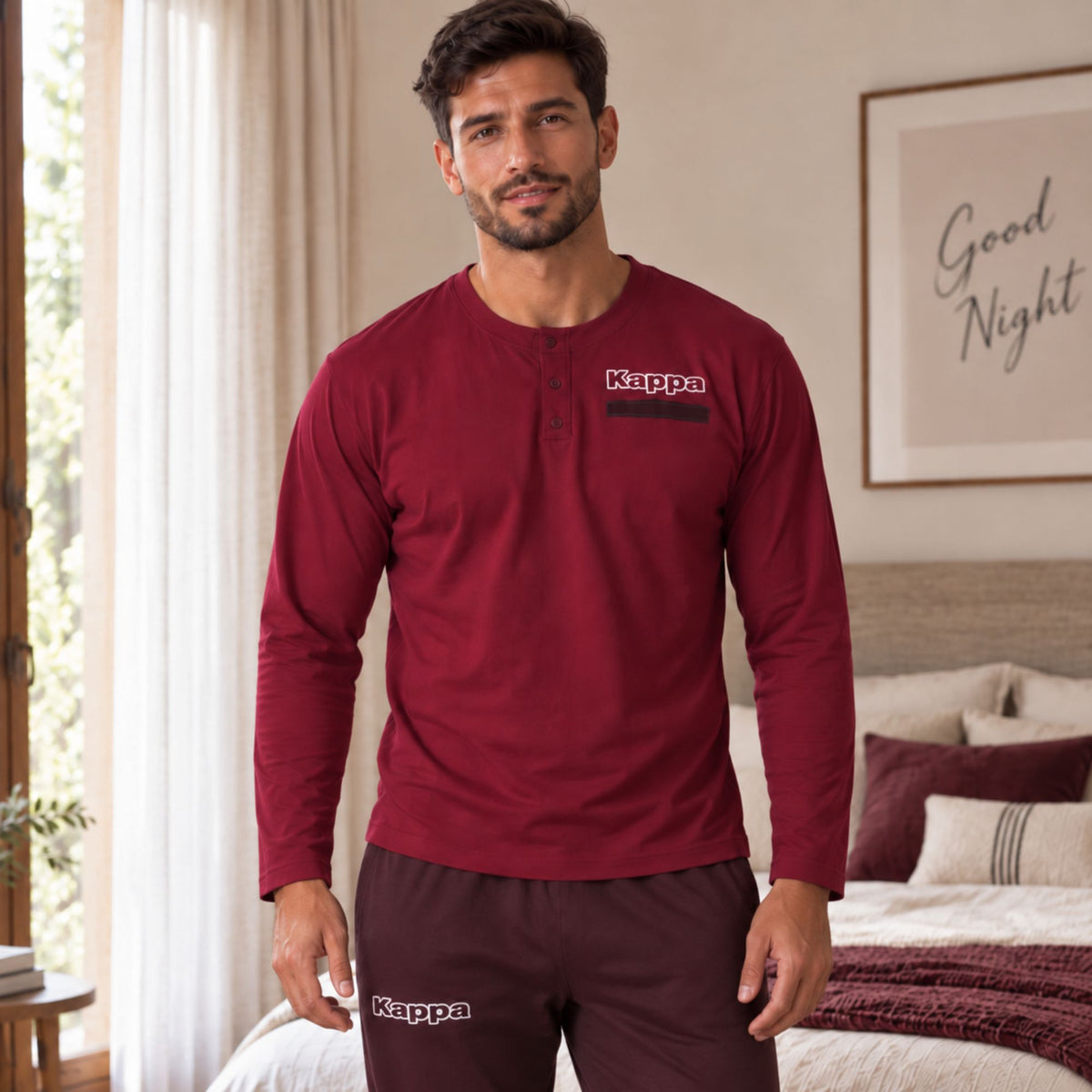 Pigiama uomo caldo cotone scollo serafino Kappa KMW26542